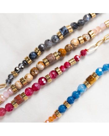 Bracelet chaîne maille et pierre naturelle