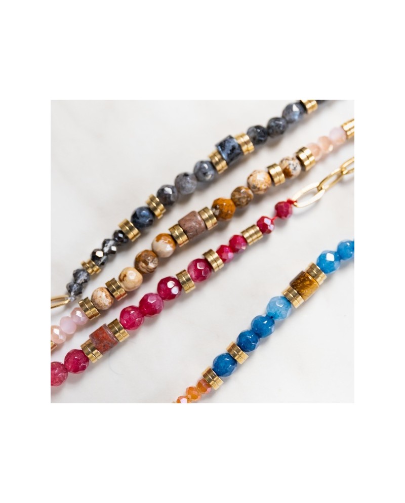 Bracelet chaîne maille et pierre naturelle