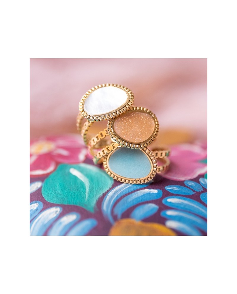 Bague ovale colorée