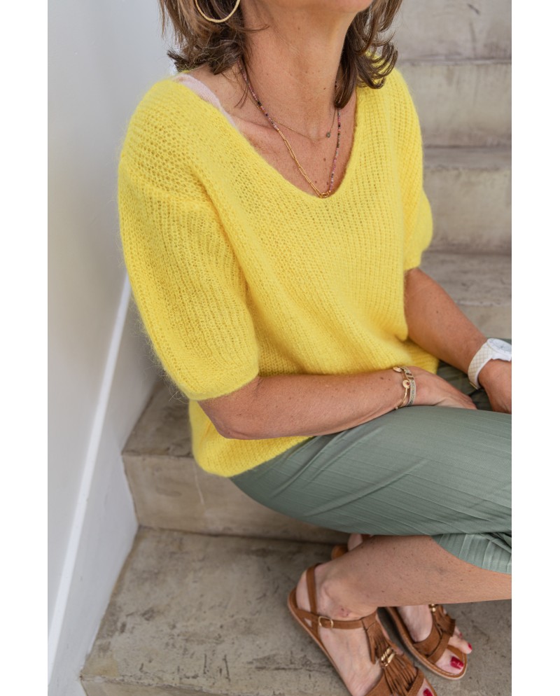 Pull Manche courte Col V