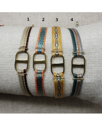 Bracelet ruban tissé coloré