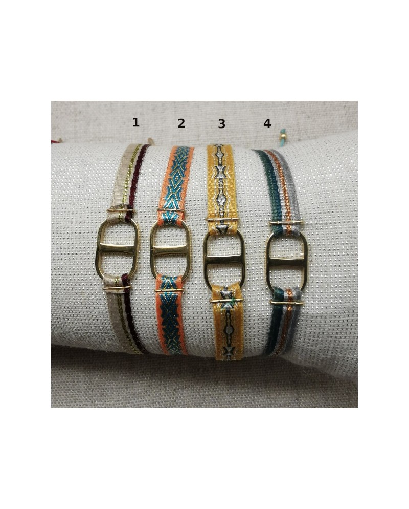 Bracelet ruban tissé coloré