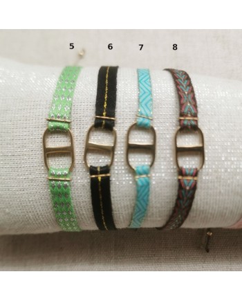 Bracelet ruban tissé coloré