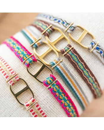 Bracelet ruban tissé coloré