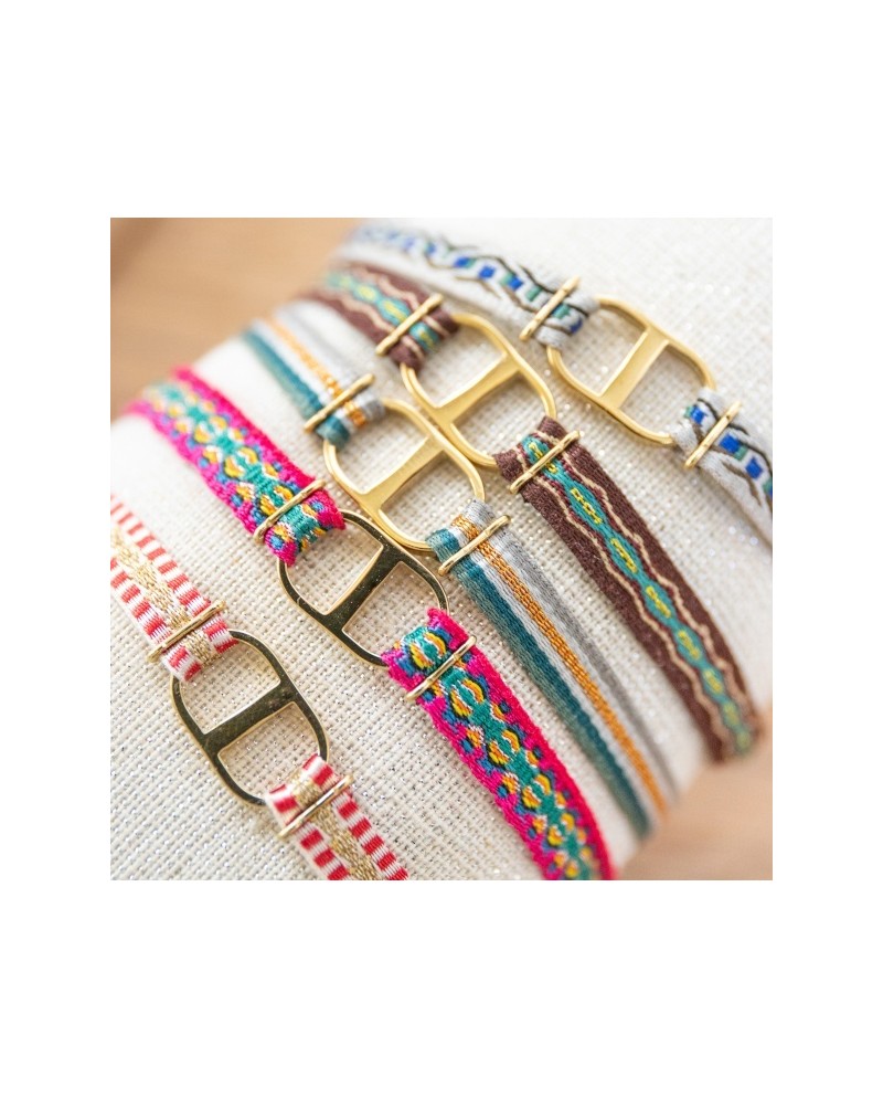 Bracelet ruban tissé coloré