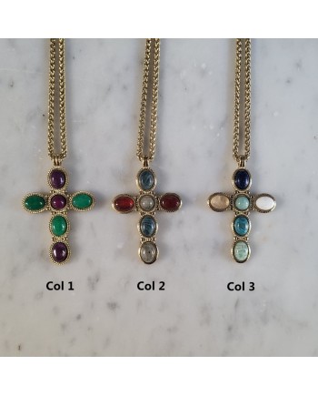 Sautoir croix Coloré