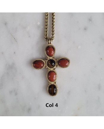 Sautoir croix Coloré