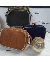 Sac cuir forme carré bordure doré