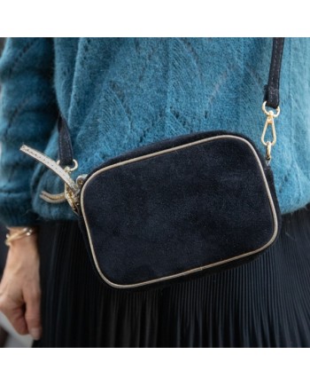 Sac cuir forme carré bordure doré