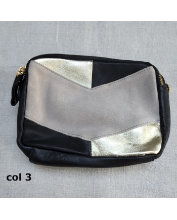 Sac Cuir 3 couleurs sangle chaîne et cuir