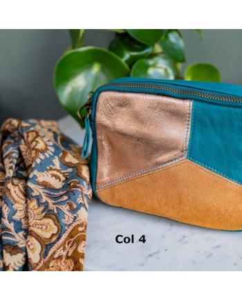 Sac Cuir 3 couleurs sangle chaîne et cuir