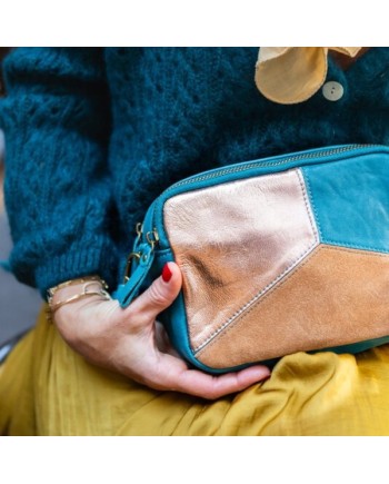 Sac Cuir 3 couleurs sangle chaîne et cuir