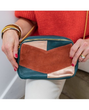 Sac Cuir 3 couleurs sangle chaîne et cuir