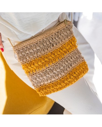 Sac jute carré bandoulière chaîne