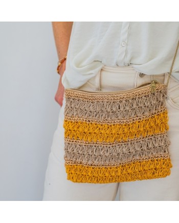 Sac jute carré bandoulière chaîne