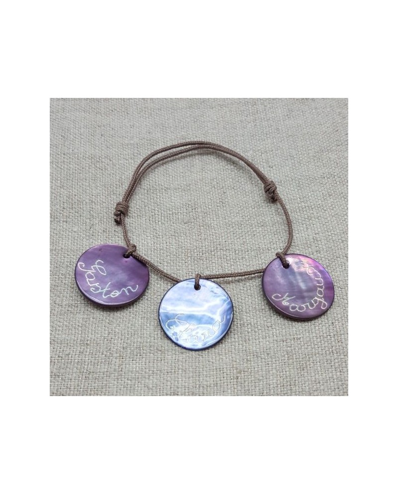 Bracelet breloques gravés en nacres