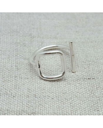 Bague ouverte argent motif carré