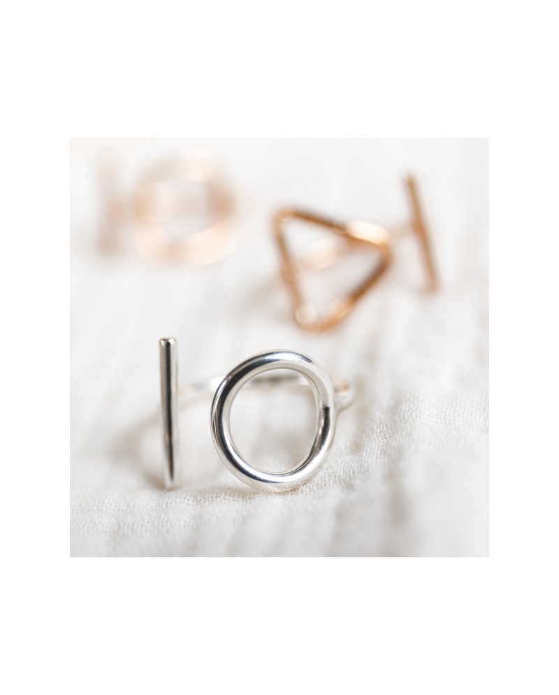 Bague motif Argent ou plaqué Or motif rond, carré ou triangle