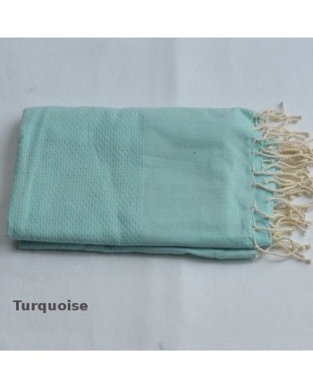 fouta nid d'abeille turquoise