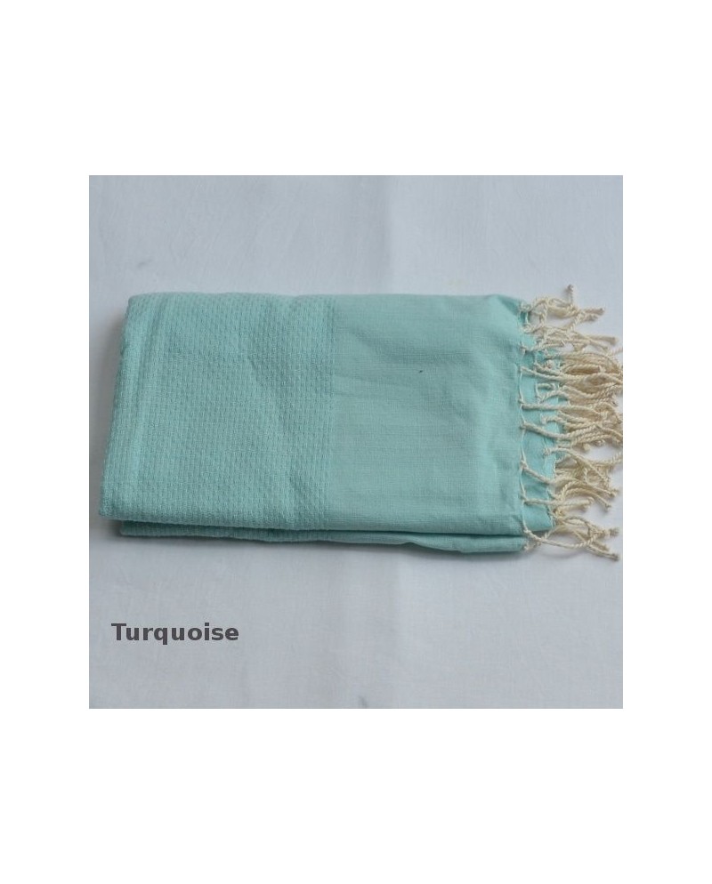 fouta nid d'abeille turquoise
