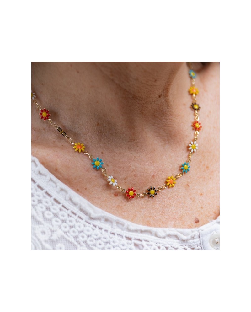 Collier fleur colorés