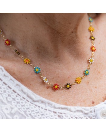 Collier fleur colorés