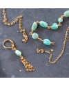 Boucles d'oreilles longues pierre et chaine