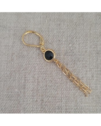 Boucles d'oreilles longues pierre et chaine