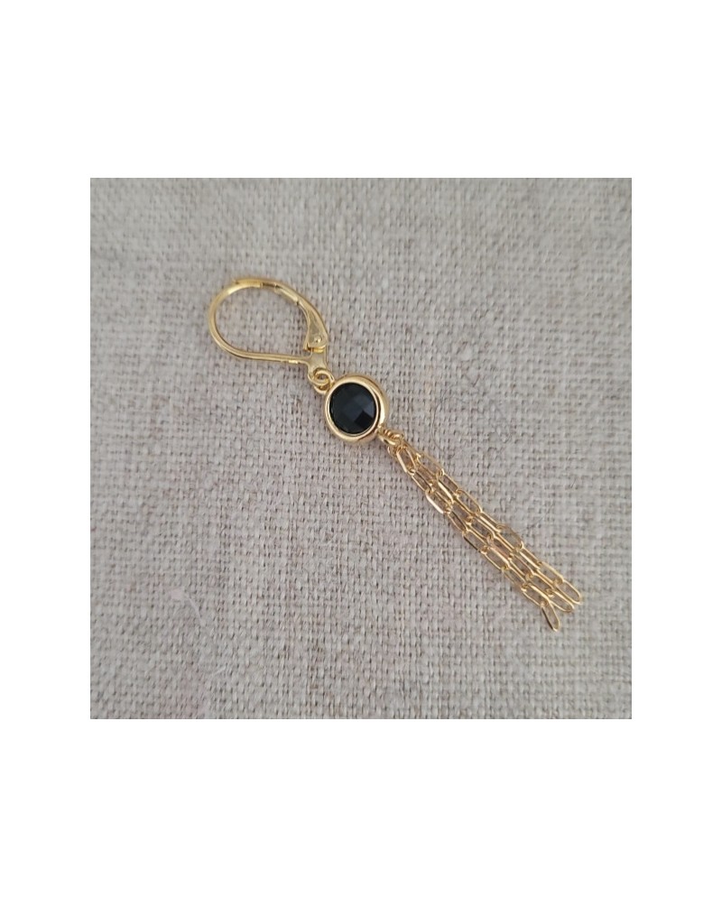 Boucles d'oreilles longues pierre et chaine