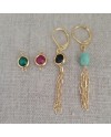 Boucles d'oreilles longues pierre et chaine