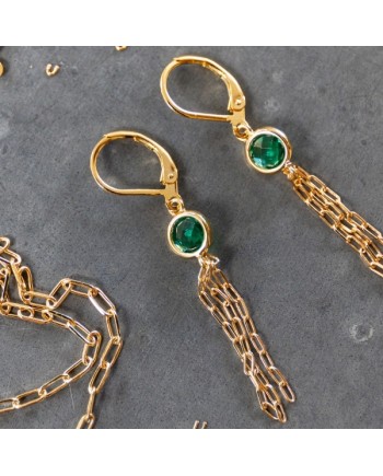 Boucles d'oreilles longues pierre et chaine