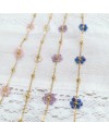 Bracelet chaîne et fleurs en perles