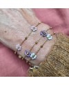 Bracelet chaîne et fleurs en perles