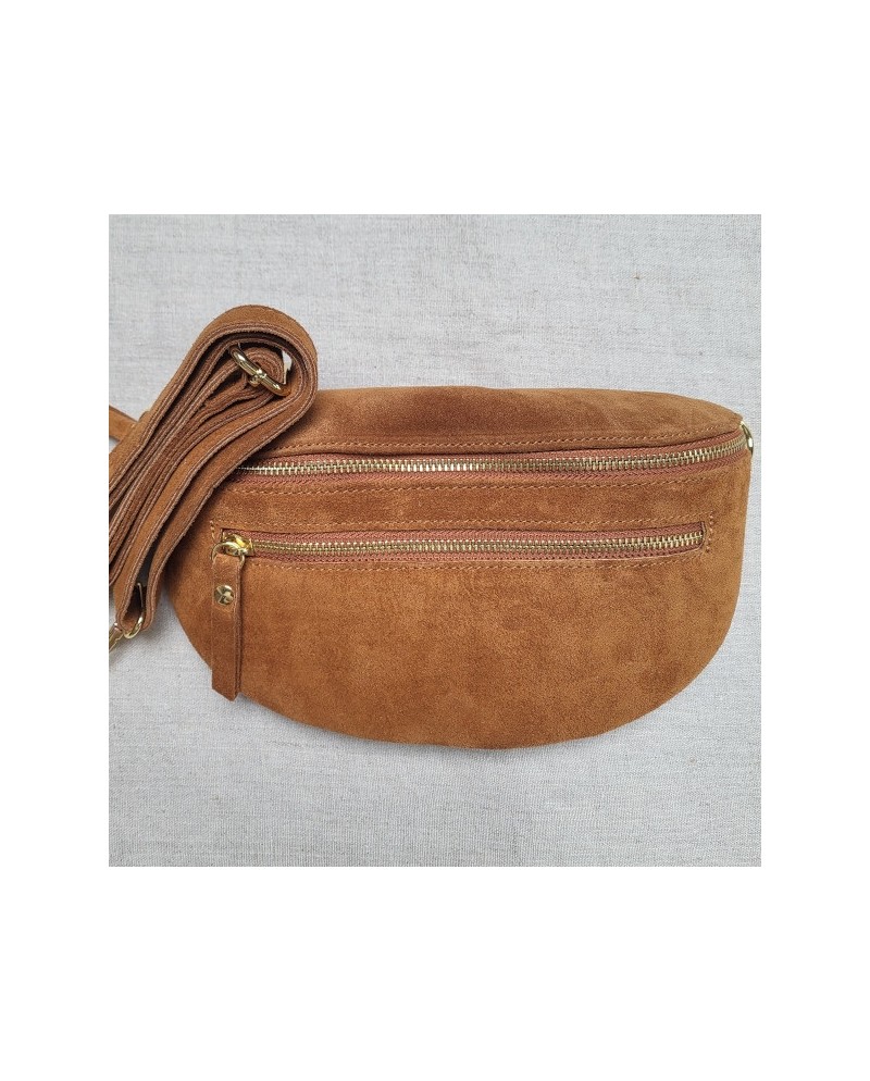 Sac banane peau double zip