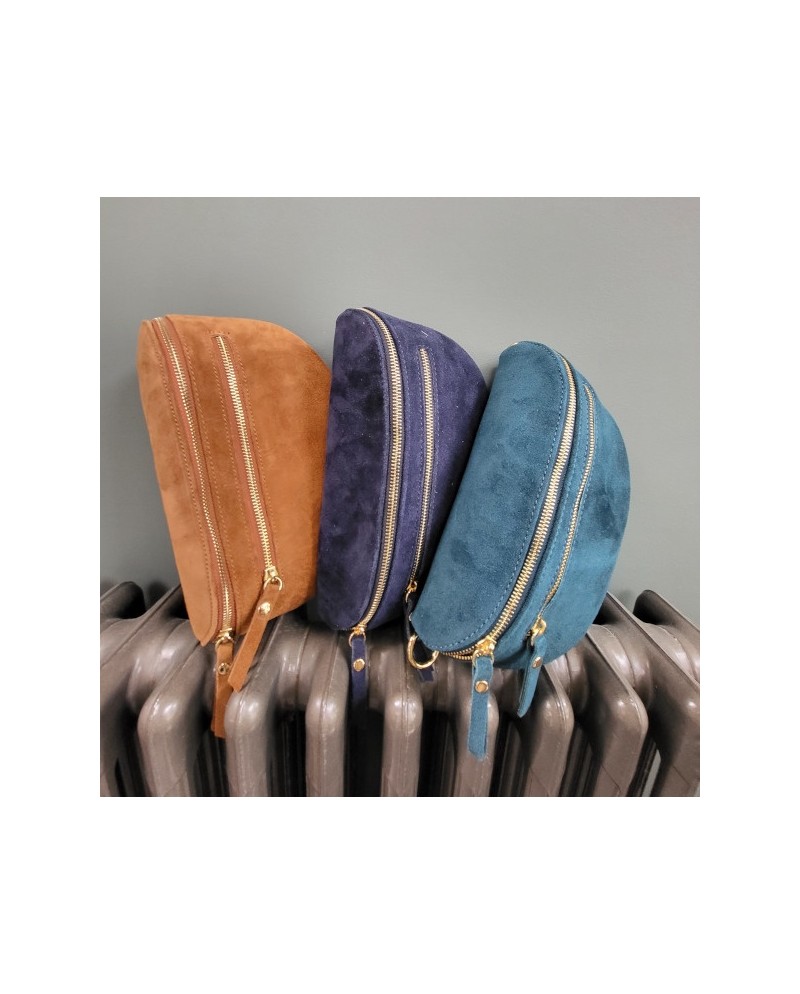 Sac banane peau double zip