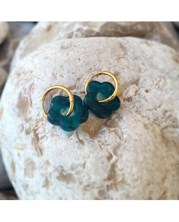 Boucles d'oreille anneau et Breloque résine