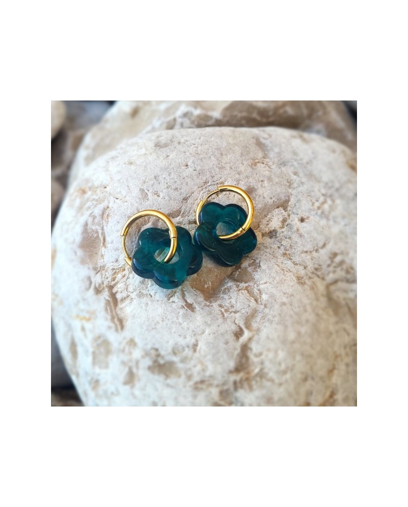 Boucles d'oreille anneau et Breloque résine