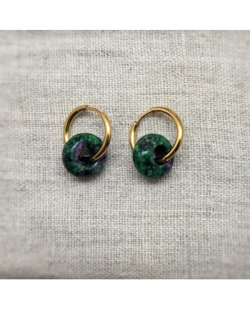 Boucles d'oreille anneau et Breloque résine