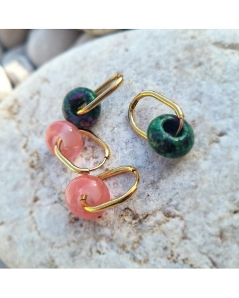 Boucles d'oreille anneau et Breloque résine