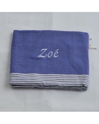 fouta nid d'abeille brodée