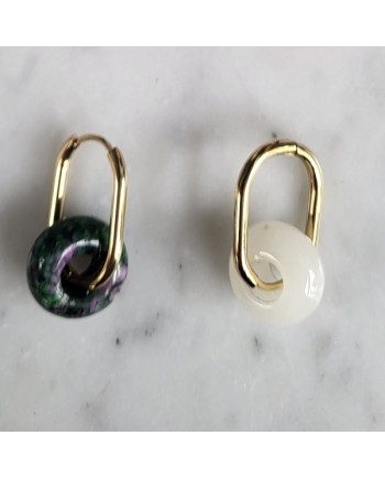 Boucles d'oreille anneau et Breloque résine