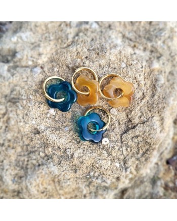 Boucles d'oreille anneau et Breloque résine