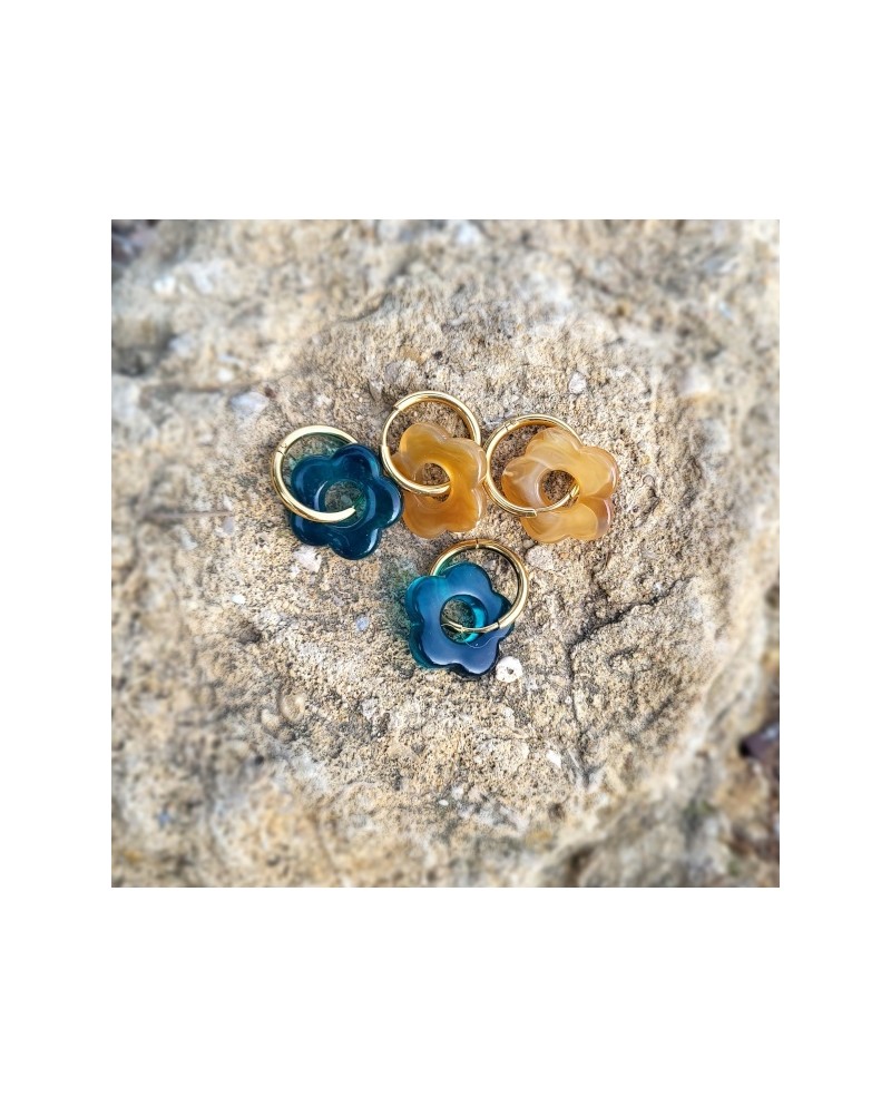 Boucles d'oreille anneau et Breloque résine