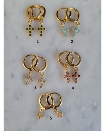 créole breloque croix strass percées