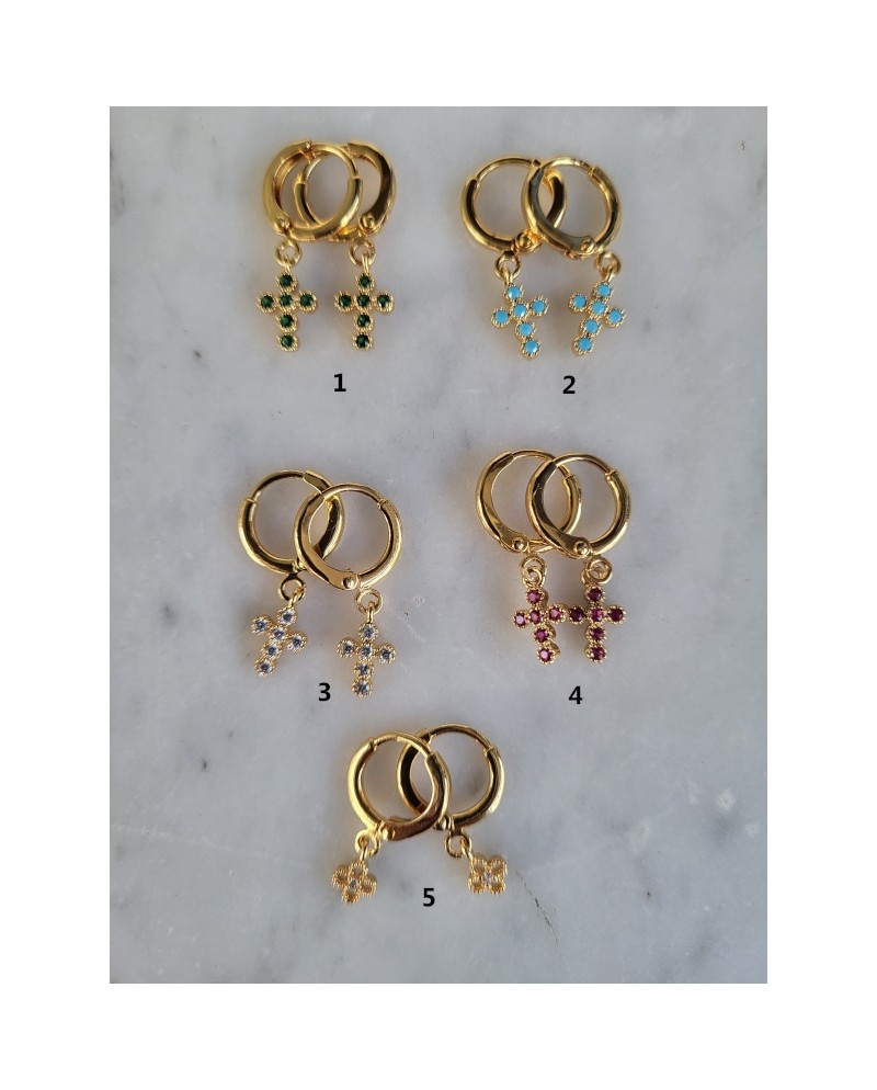 créole breloque croix strass percées