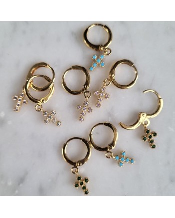 créole breloque croix strass percées