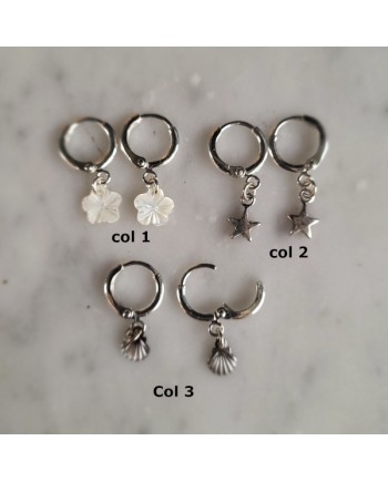 petites créoles Argent percées et breloques