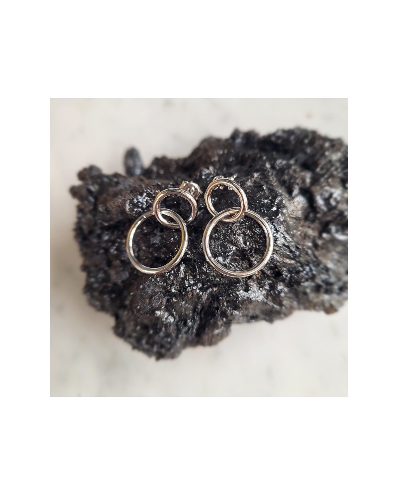 Boucle d'oreille 2 anneaux Argent