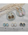 Boucles d'oreille pierre sertie couleur pastel