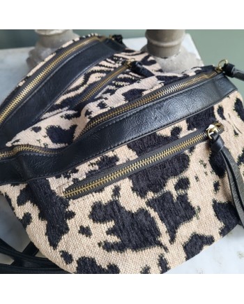 Grand sac banane motif noir et blanc